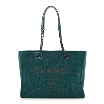 Chanel Lurex Boucle Small Deauville Tote Turquoise 1 of 10