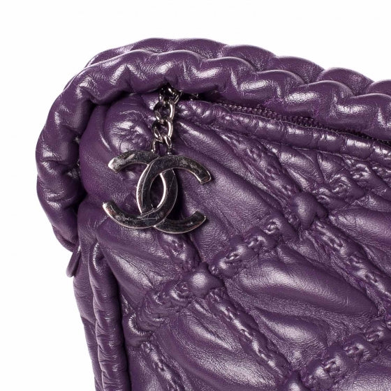 Quilted Lambskin Hidden Chain Hobo Purple