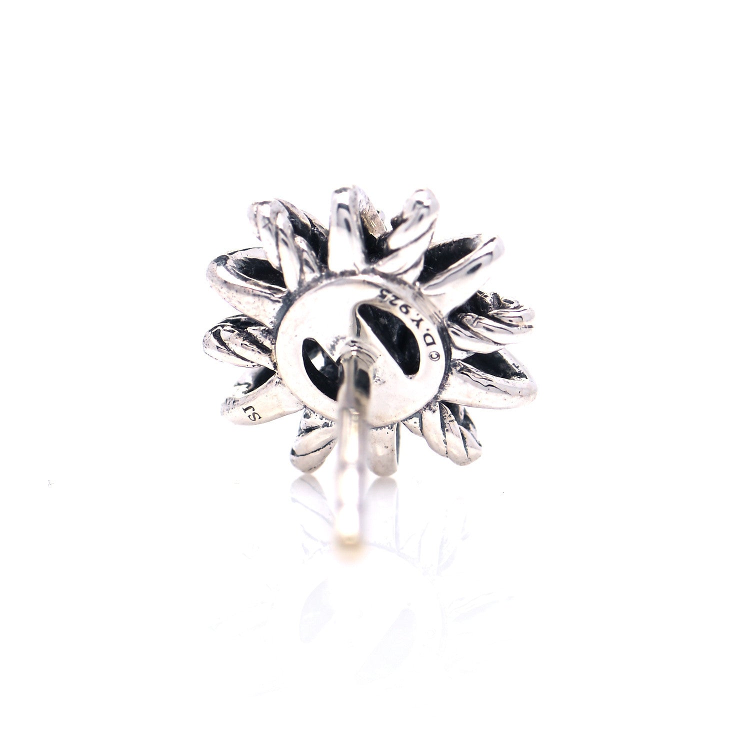 David Yurman Sterling Silver Diamond 10mm Starburst Earrings 3 of 3