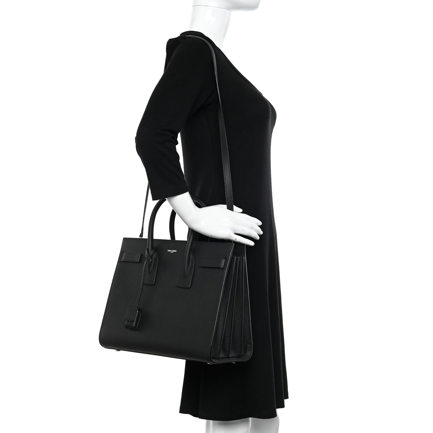 Grained Calfskin Small Sac De Jour Black