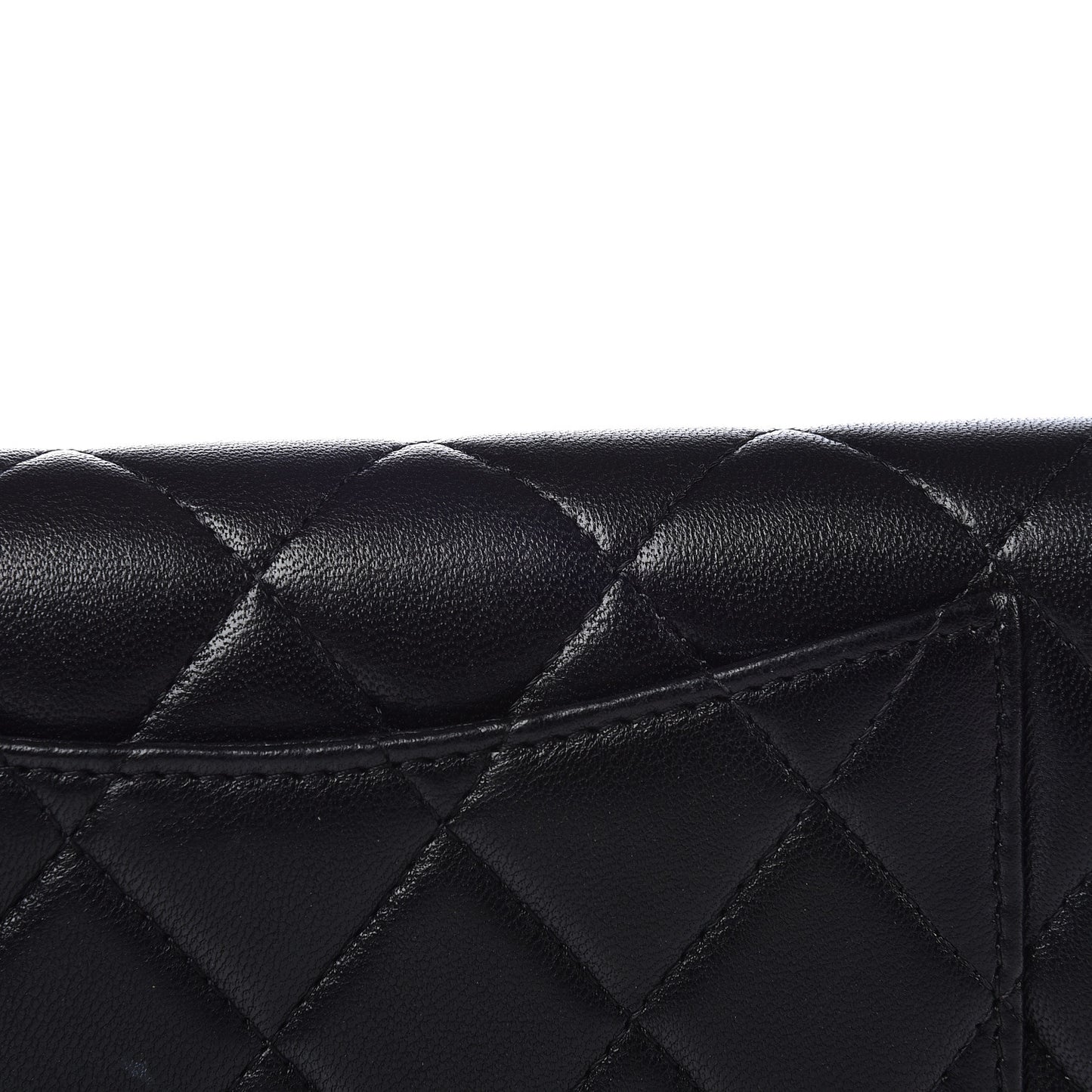 Lambskin Quilted Large Flap Wallet Black