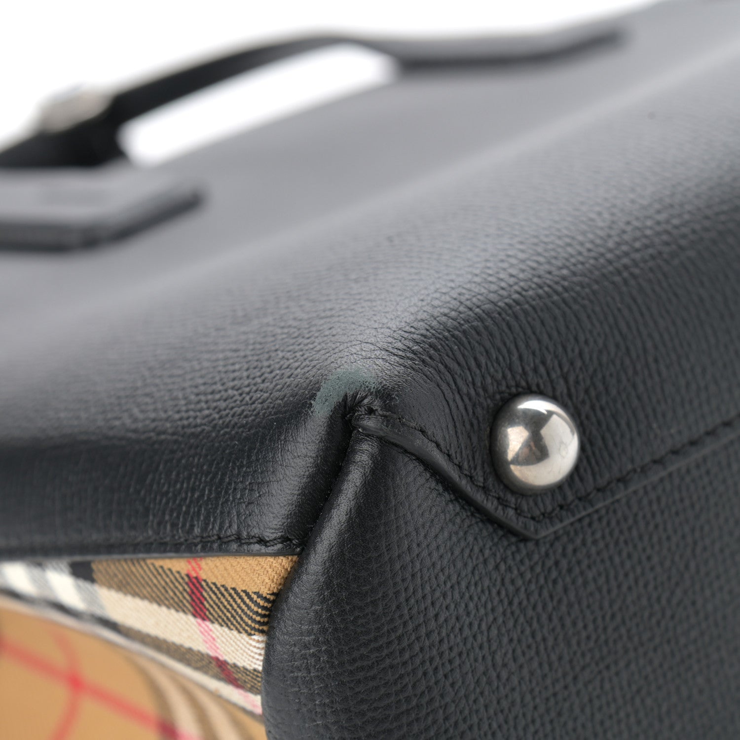 Burberry Derby Calfskin Vintage Check Medium Banner Tote Black 10 of 15