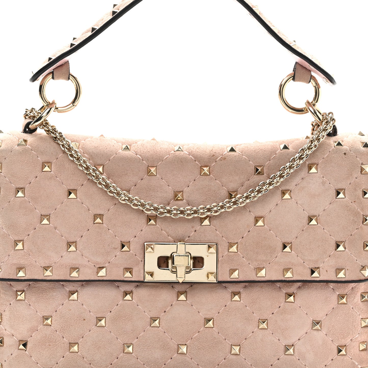 Suede Medium Rockstud Spike Shoulder Bag Loto