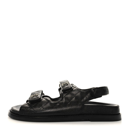 Chanel Grained Calfskin Velcro Dad Sandals 40 Black 1 of 9