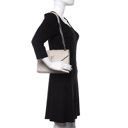 Saint Laurent Grain De Poudre Textured Mixed Matelasse Medium Triquilt Monogram Satchel Porcellana 2 of 13