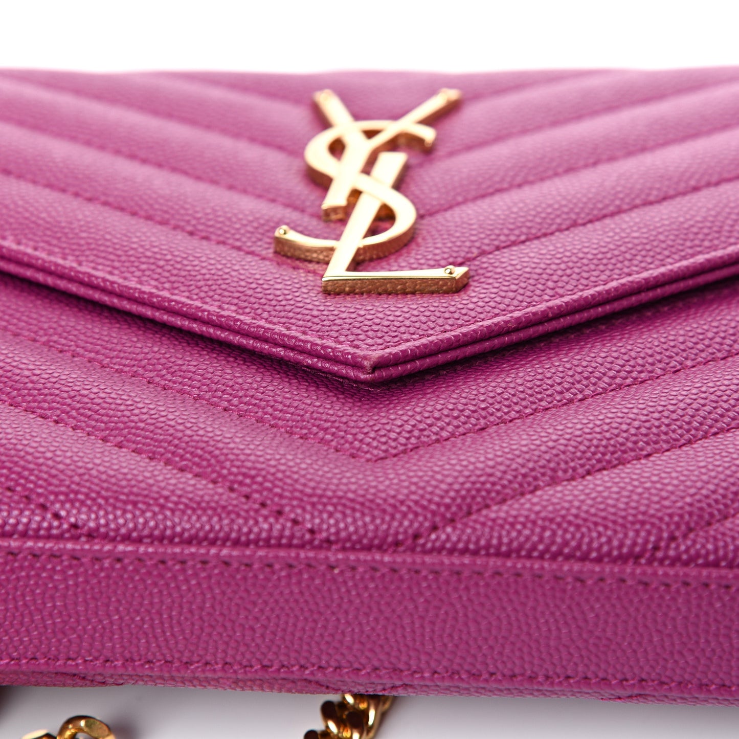 Grain De Poudre Matelasse Chevron Monogram Chain Wallet Dark Grape