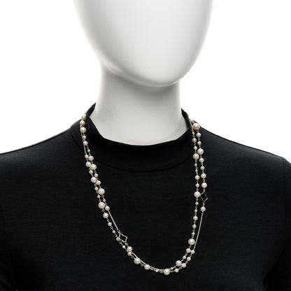 David Yurman Sterling Silver Cultured Pearl Quatrefoil Long Chain Necklace 2 of 4