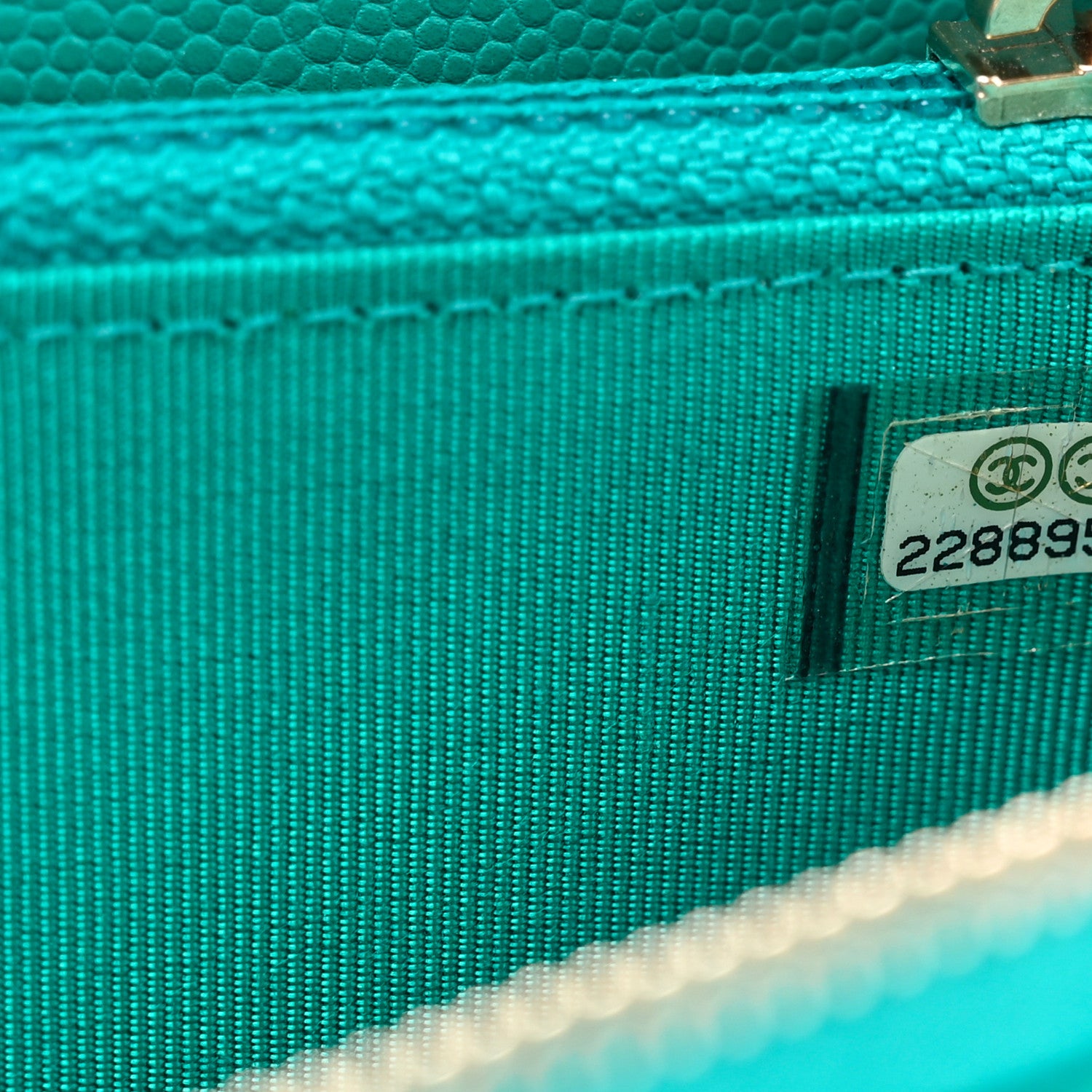Chanel Caviar Quilted Small Zip Around Wallet Turquoise 7 of 8