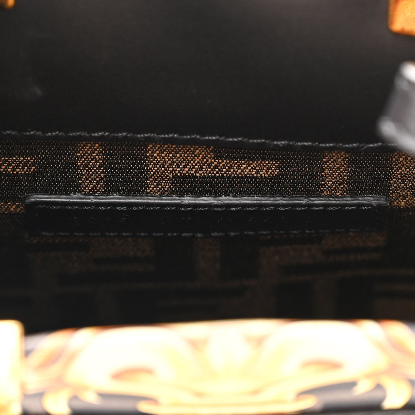 X VERSACE Vitello King Catalan Mirror Plexiglass Fendace FF Baroque Logo Mini Fendi Sunshine Shopper Tote Black Gold
