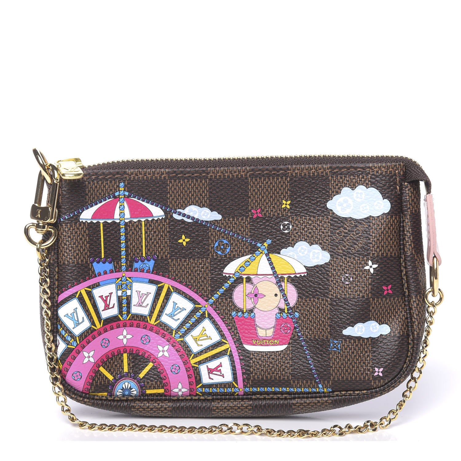 Louis Vuitton Damier Ebene 2020 Christmas Animation Big Wheel Mini Pochette Accessories Rose Ballerine 1 of 7