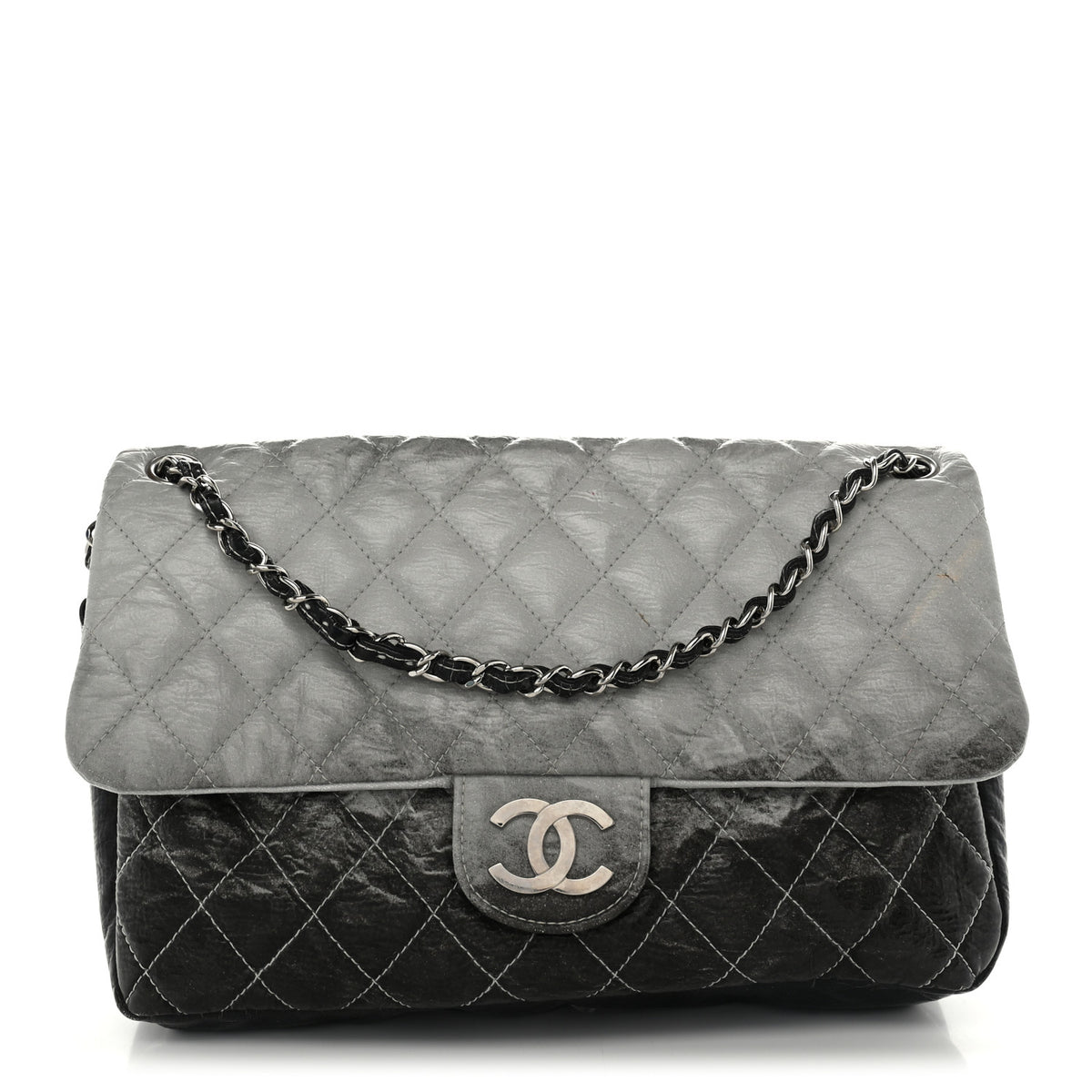 Chanel Vinyl Quilted Jumbo Melrose Degrade Flap Black 1 of 12