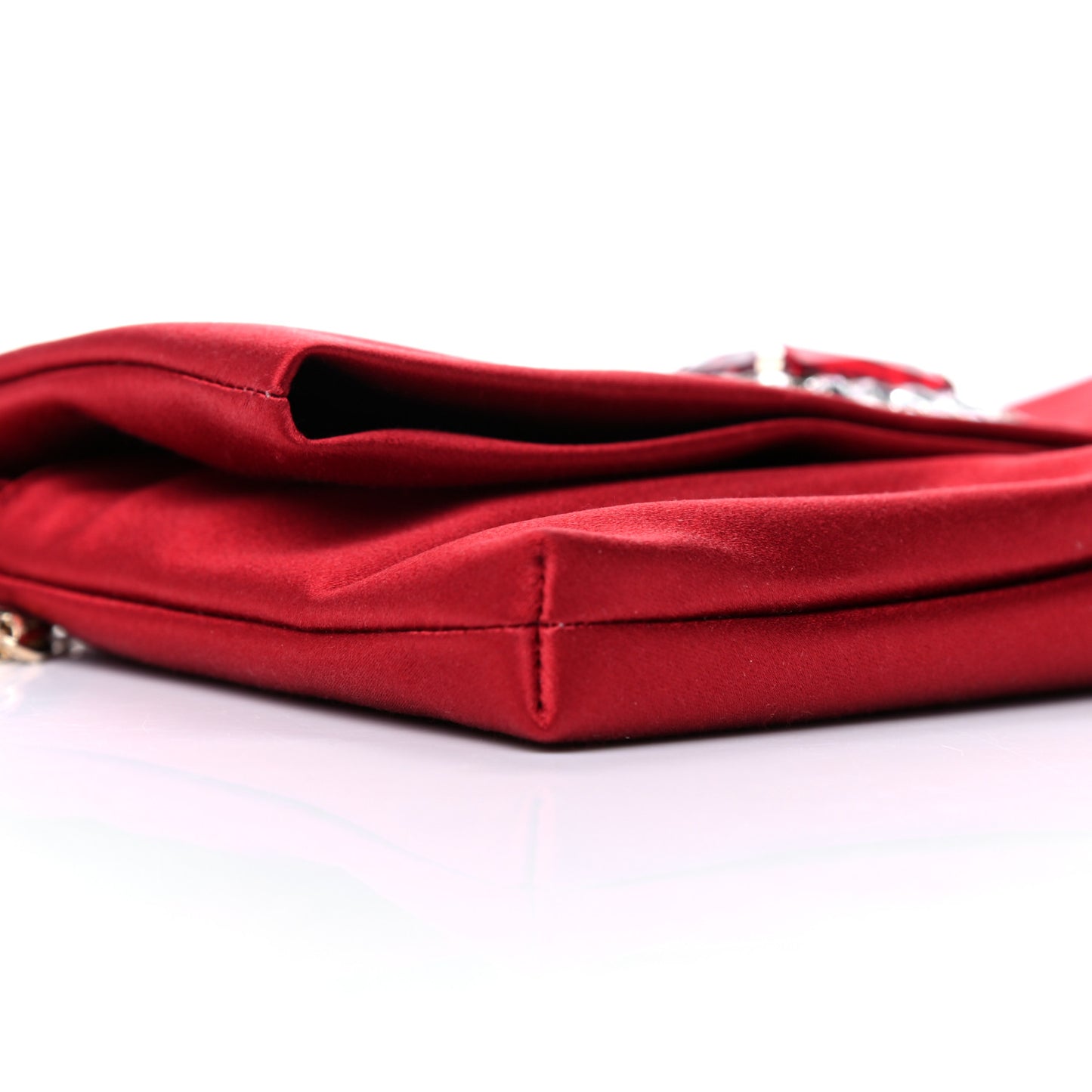 Satin Crystal Titania Clutch Red