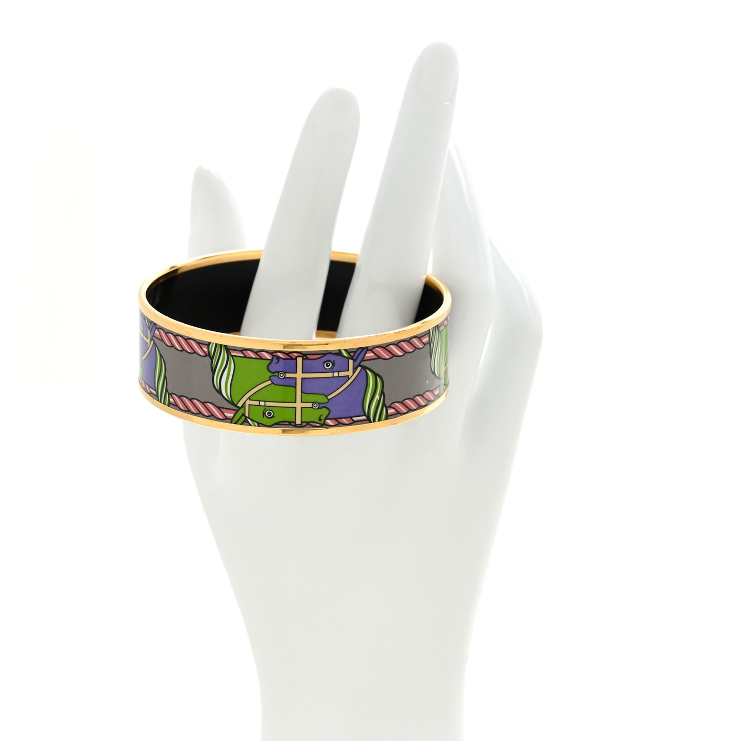 Enamel Printed Horse Motif Wide Bracelet 65