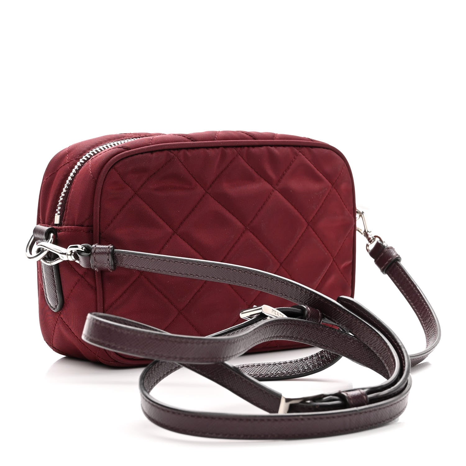 Prada Nylon Tessuto Impuntu Quilted Crossbody Bag Granato 3 of 10