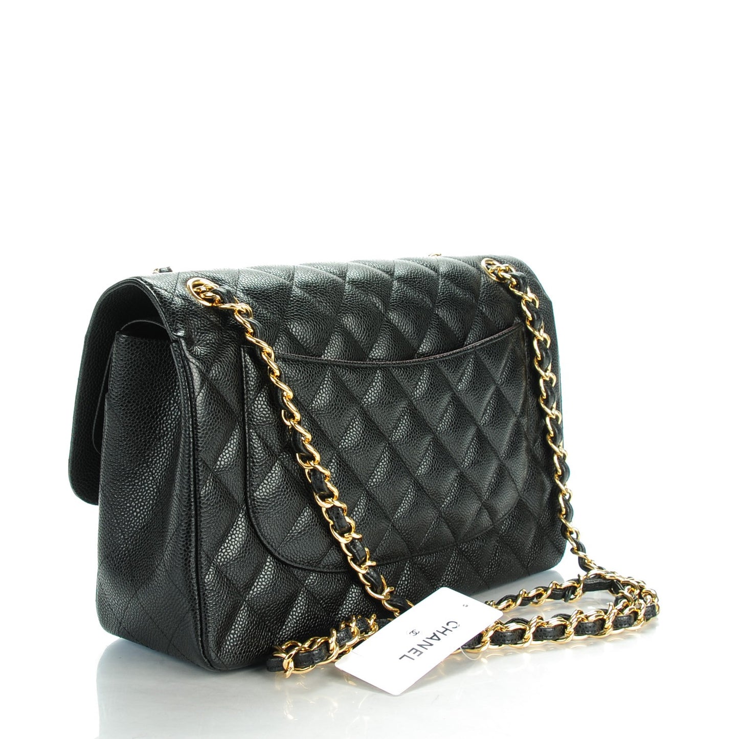 Caviar Quilted Jumbo Double Flap Black