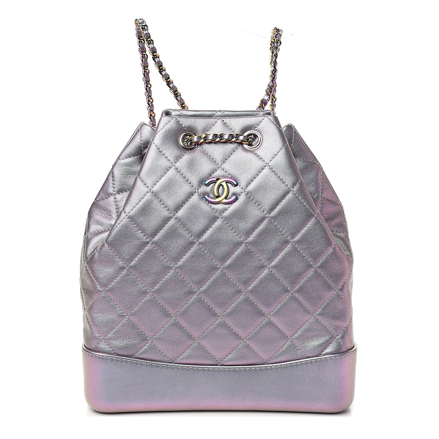 Iridescent Lambskin Calfskin Quilted Gabrielle Backpack Light Purple