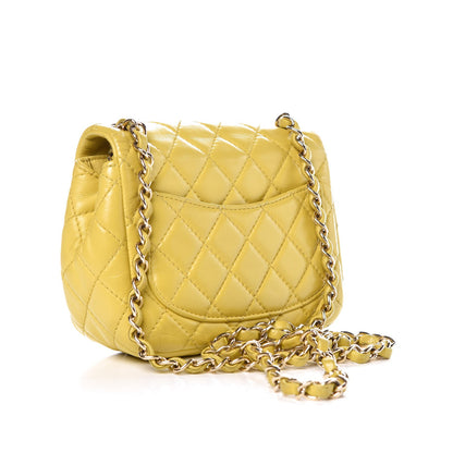 Chanel Lambskin Quilted Mini Square Flap Yellow 3 of 9