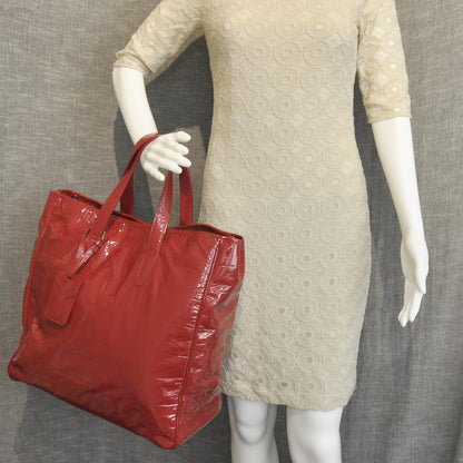 Saint Laurent Patent Croc Raspail Tote Red 2 of 8