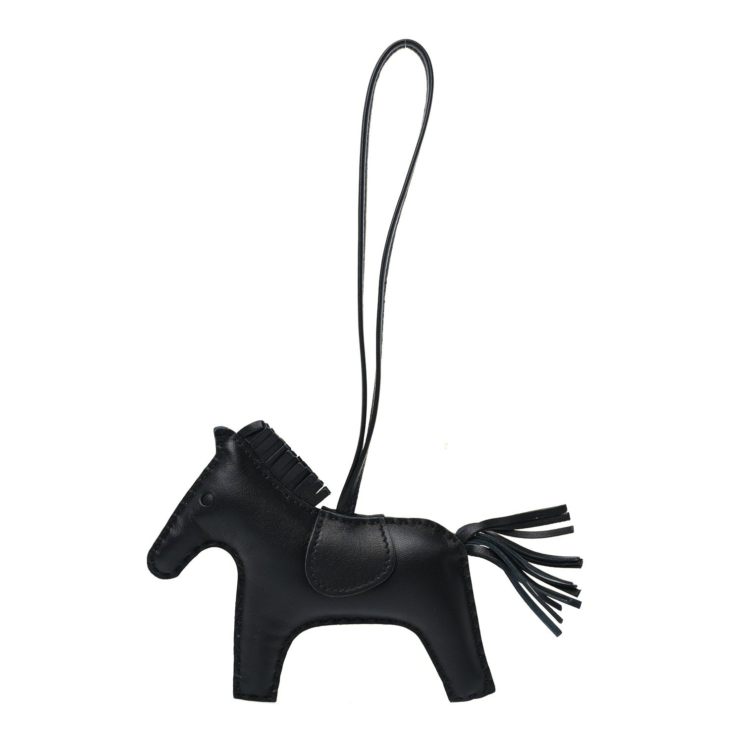 Hermes Milo Lambskin Grigri Rodeo Horse Bag Charm MM So Black 1 of 5