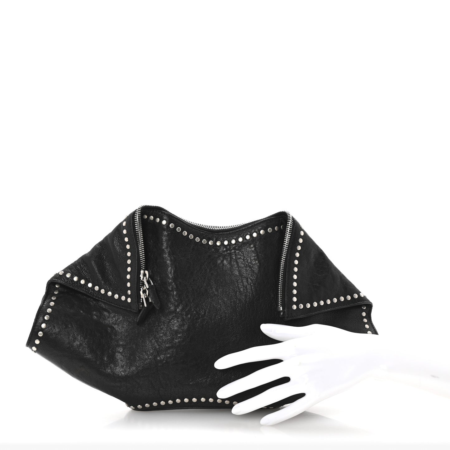 Calfskin Studded De Manta Clutch Black