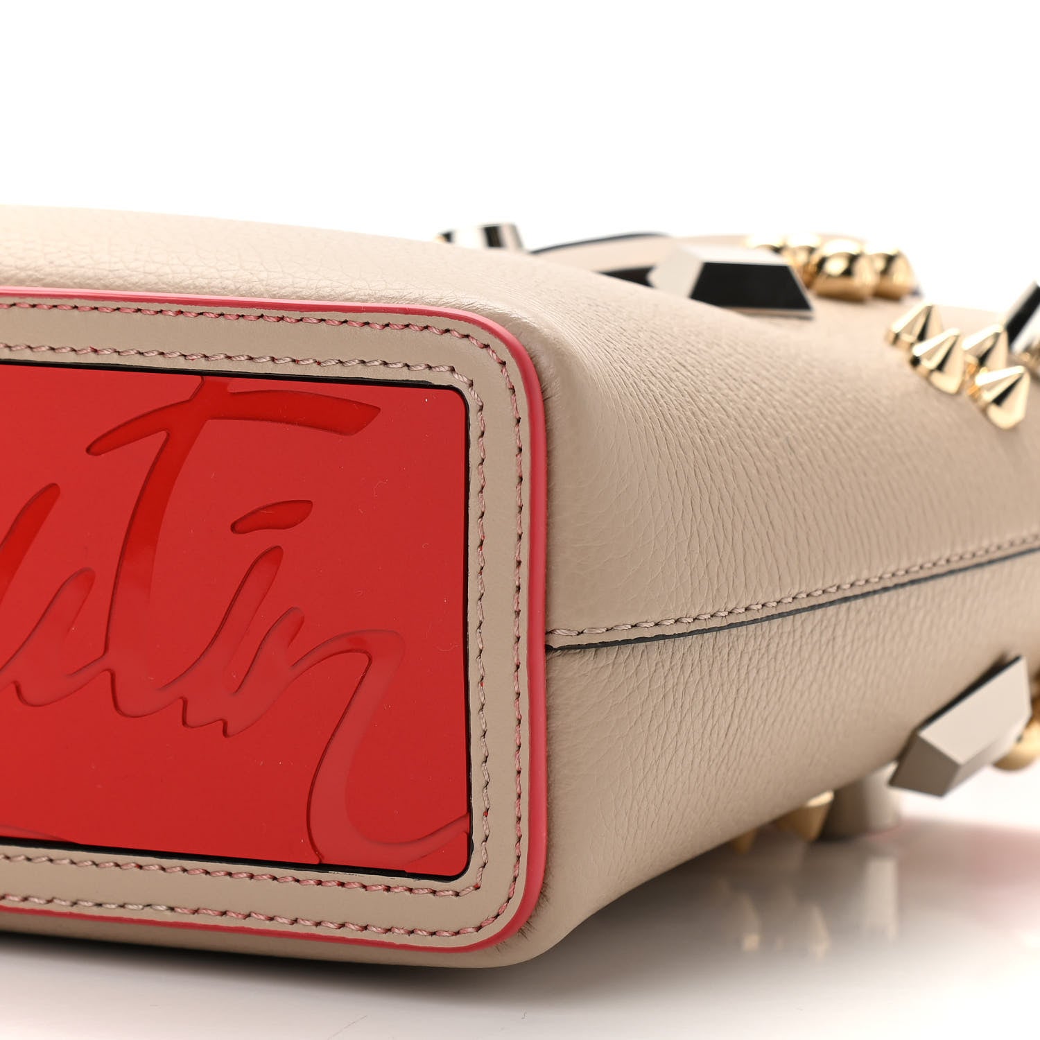 Christian Louboutin Calfskin Empire Spike Studded Mini East West Cabata Tote Feve 9 of 10