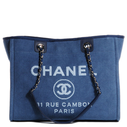 Chanel Toile Small Deauville Tote Denim Blue 1 of 8