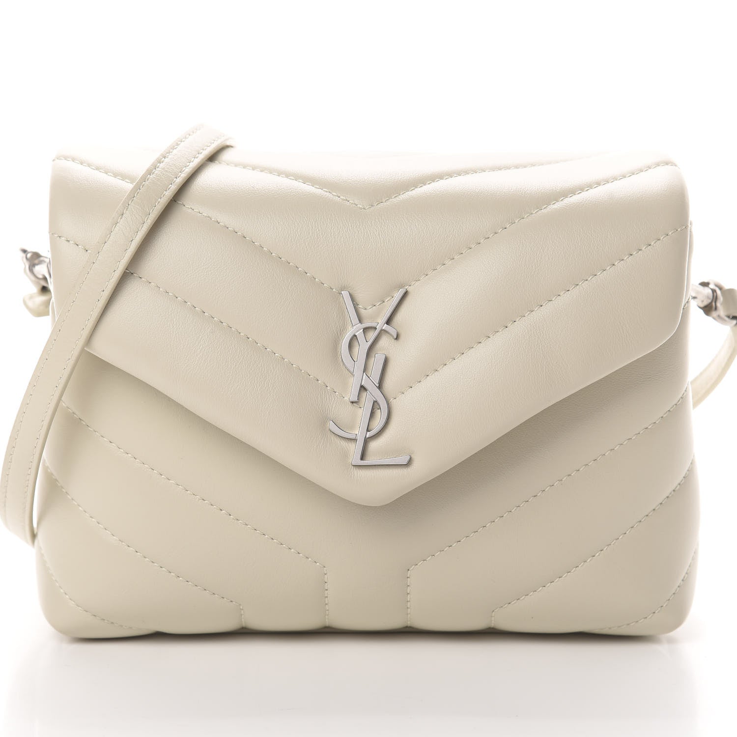 Saint Laurent Calfskin Y Quilted Monogram Toy Loulou Crossbody Bag Ivory 8 of 11