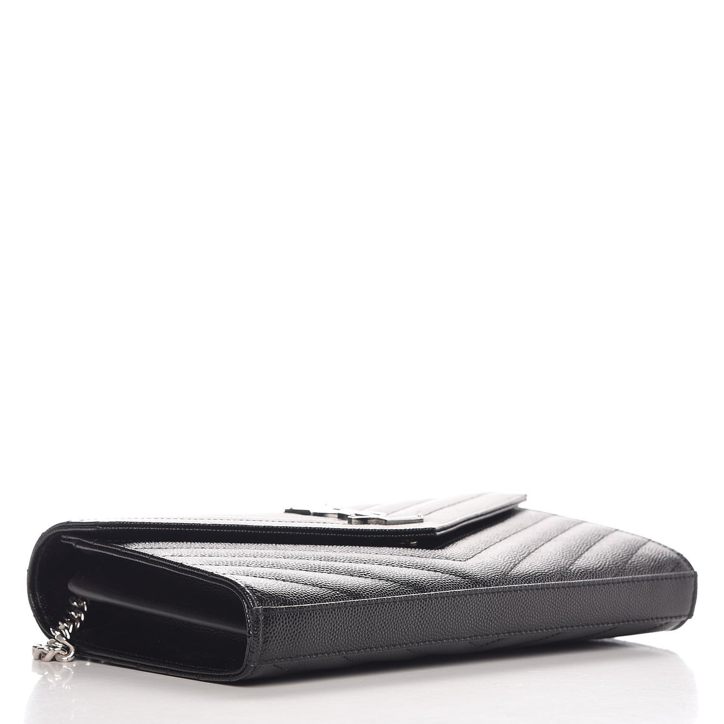 Grain De Poudre Matelasse Chevron Monogram Chain Wallet Black