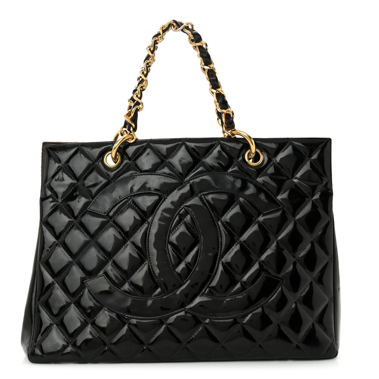 Patent Quilted Grand Shopping Tote GST Black