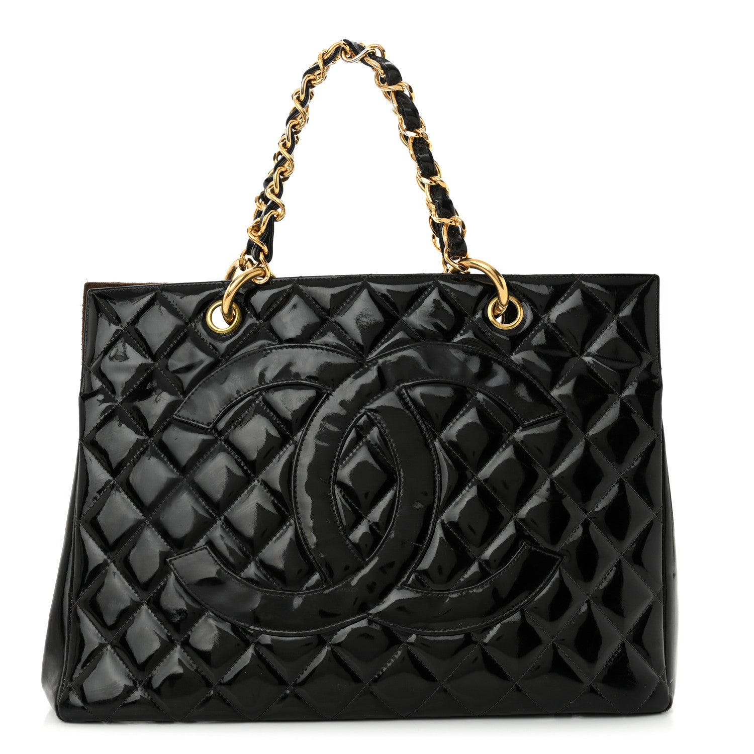Chanel Patent Quilted Grand Shopping Tote GST Black 1 of 22