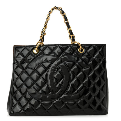 Chanel Patent Quilted Grand Shopping Tote GST Black 1 of 22