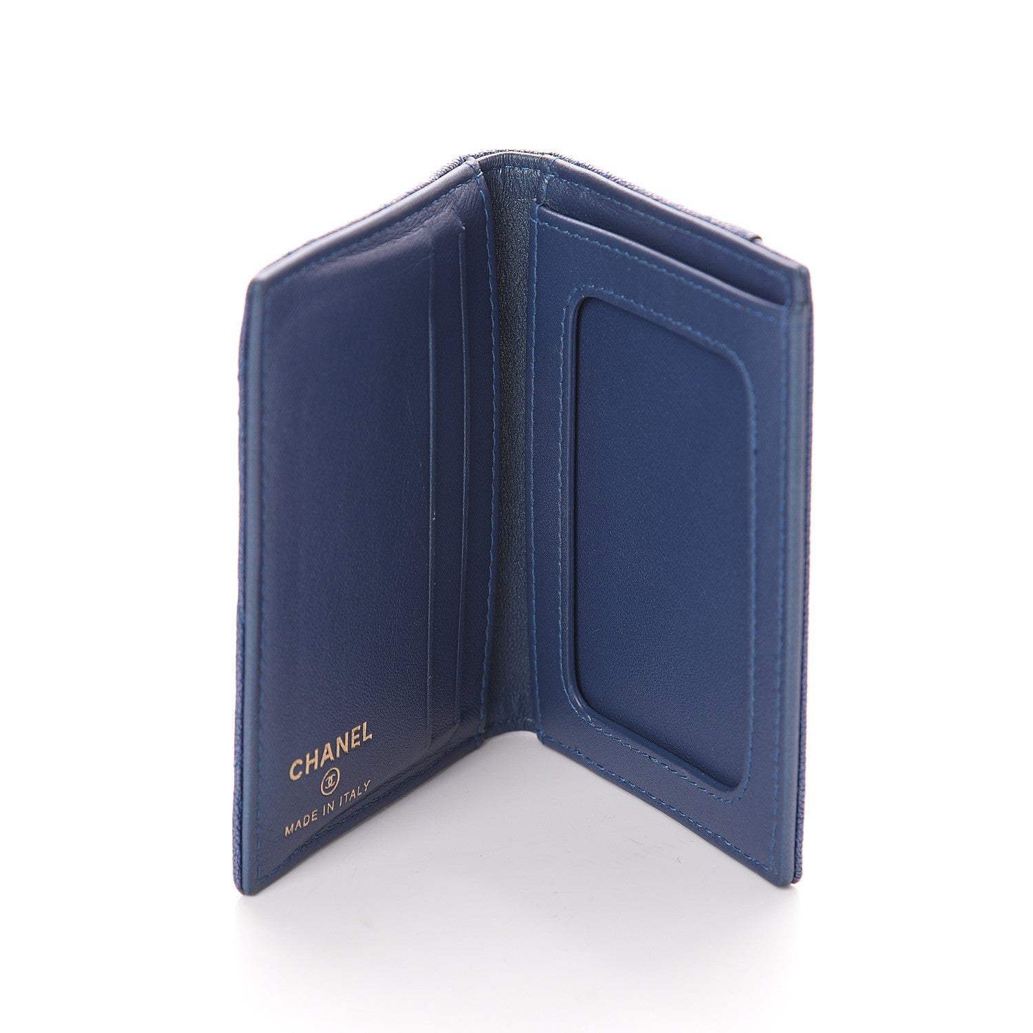 Chanel Iridescent Caviar Quilted Card Holder Wallet Dark Blue 4 of 6