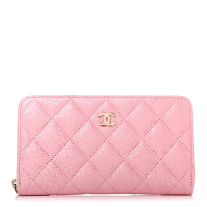 Chanel Iridescent Caviar Quilted Medium Zip Around Wallet Pink 1 of 6