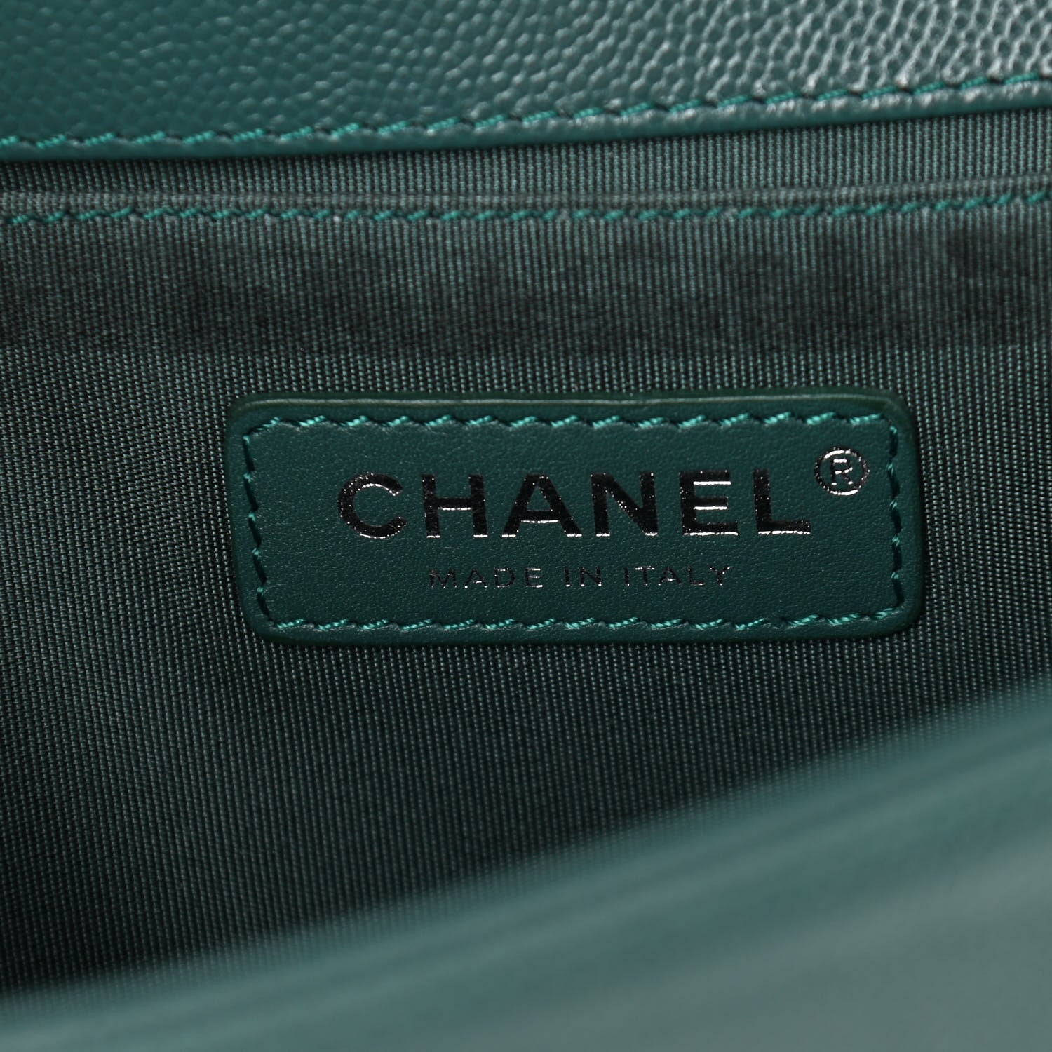 Chanel Caviar Chevron Quilted Medium Boy Flap Green 6 of 11