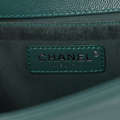 Chanel Caviar Chevron Quilted Medium Boy Flap Green 6 of 11