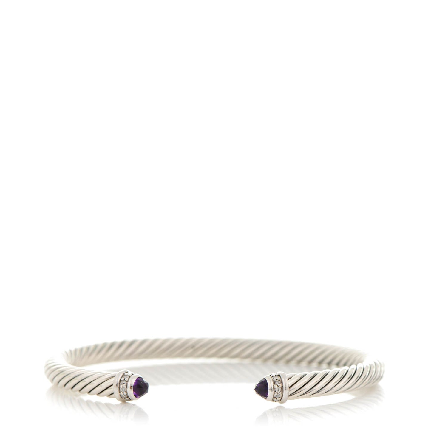 Sterling Silver Diamond Amethyst 5mm Cable Classics Bracelet
