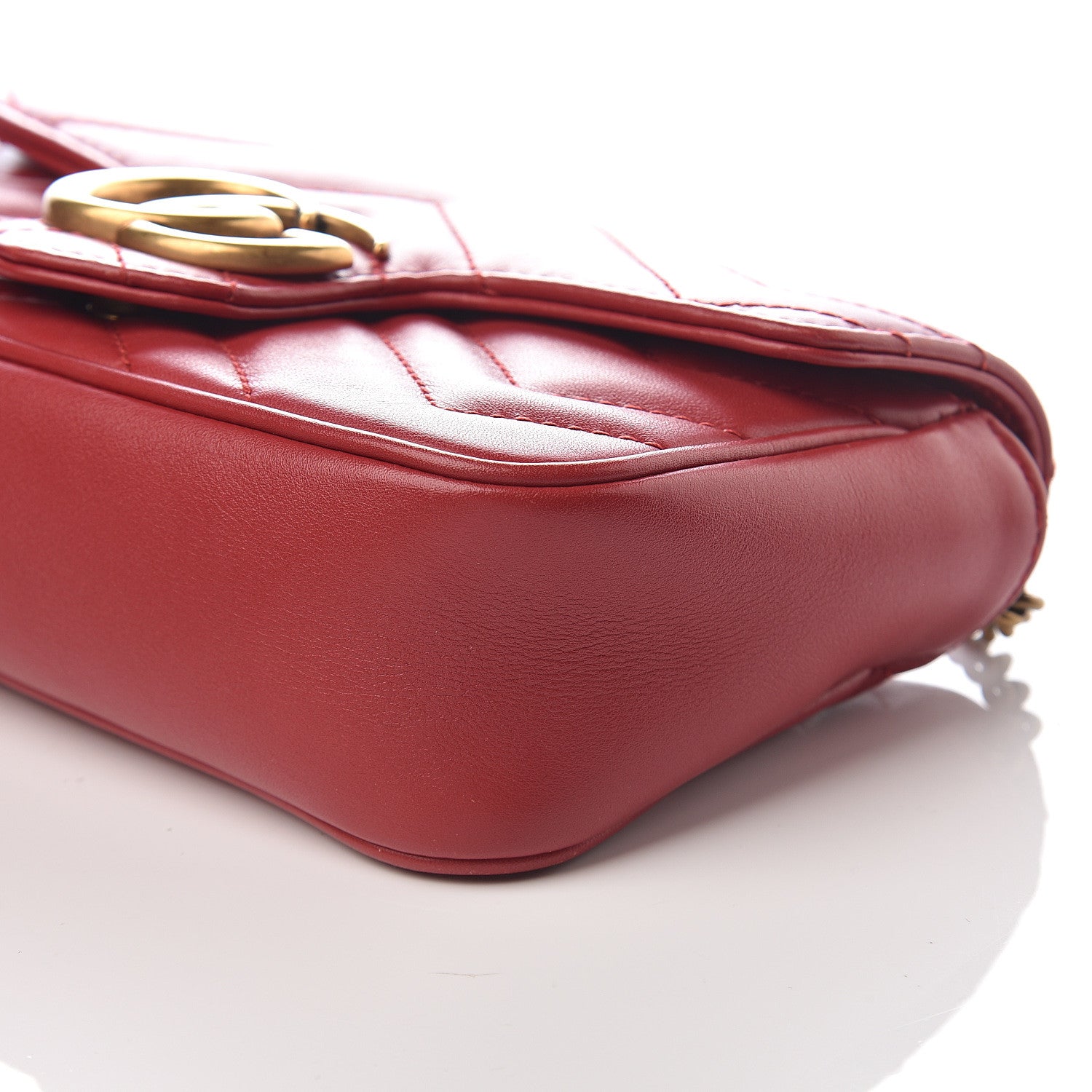 Gucci Calfskin Matelasse Super Mini GG Marmont Shoulder Bag Hibiscus Red 7 of 7