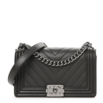 Chanel Lambskin Chevron Quilted Medium Boy Flap Dark Brown 1 of 10