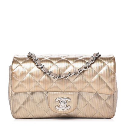 Chanel Striated Patent Quilted Mini Rectangular Flap Beige 1 of 10