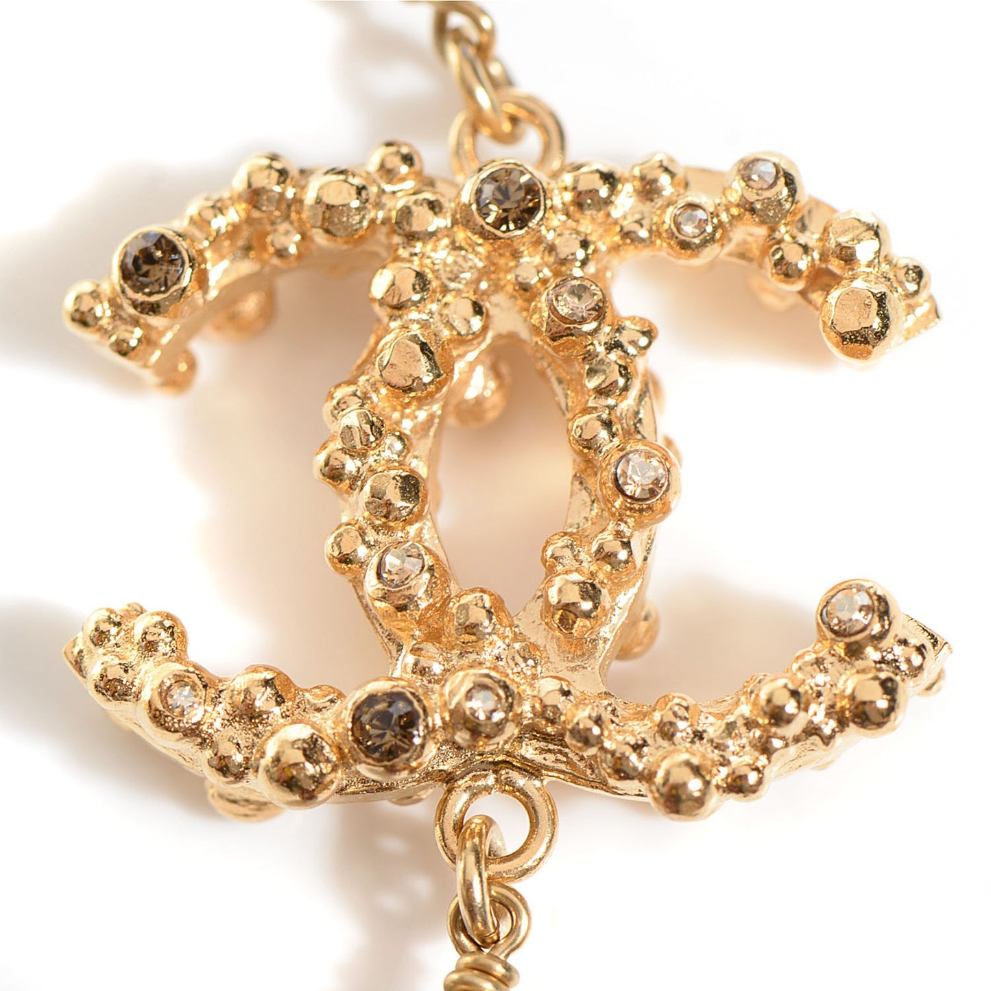 Beaded CC Long Strand Necklace Black Red