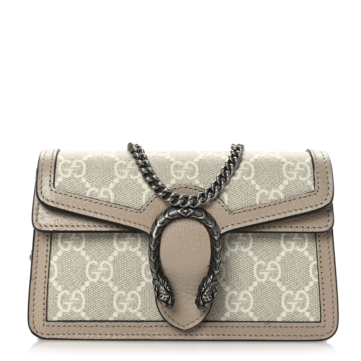 GG Supreme Monogram Textured Dollar Calfskin Super Mini Dionysus Shoulder Bag Beige Mystic White Oatmeal