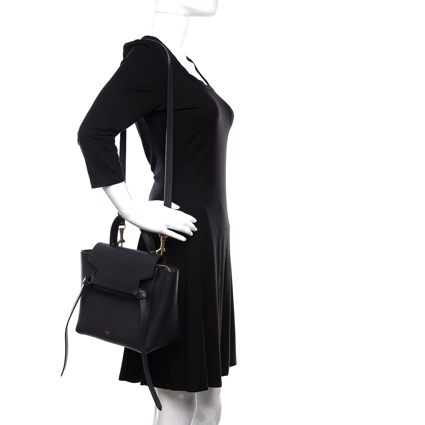 Grained Calfskin Micro Belt Bag Black