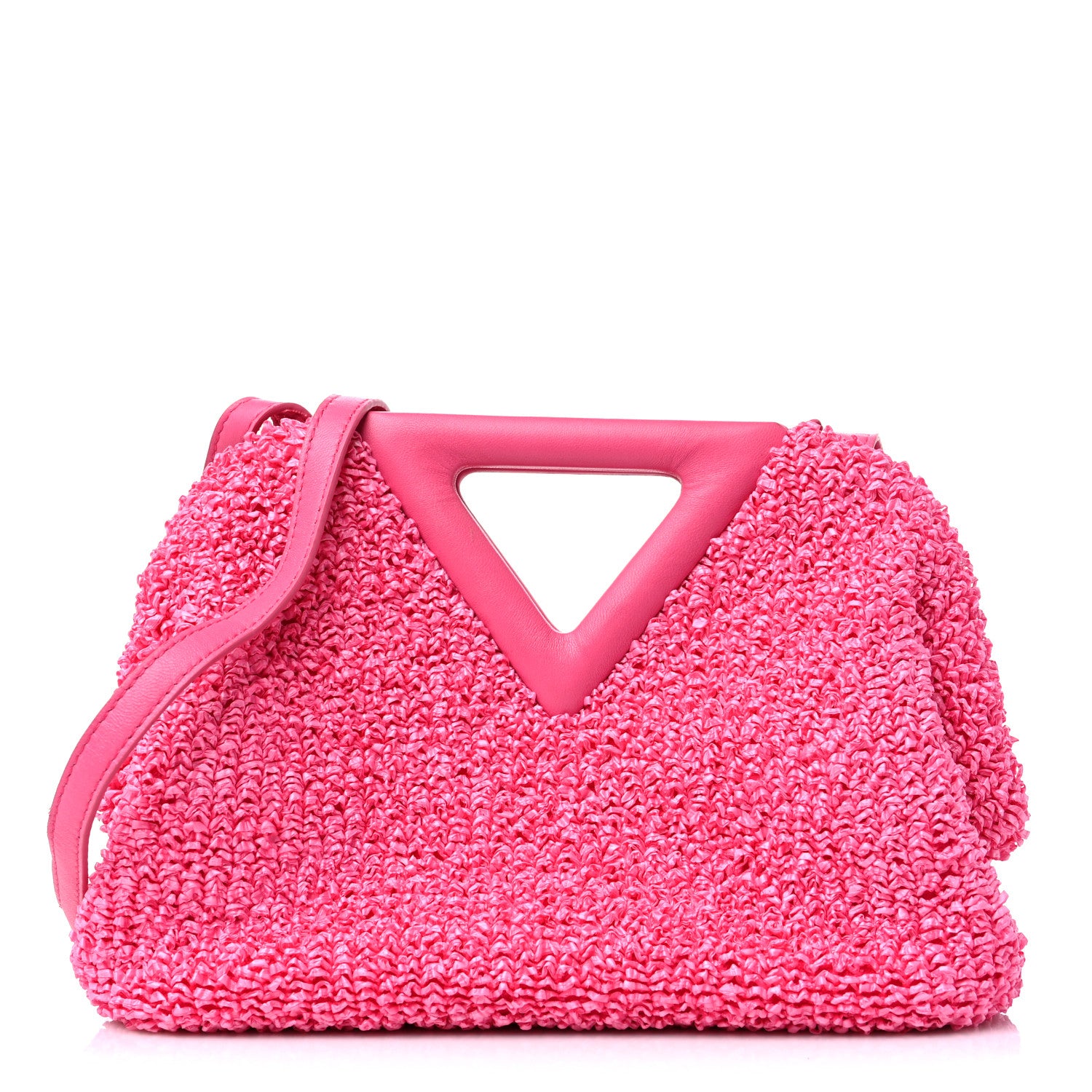 Bottega Veneta Boucle Curly Raffia The Point Triangle Bag Pink 1 of 10