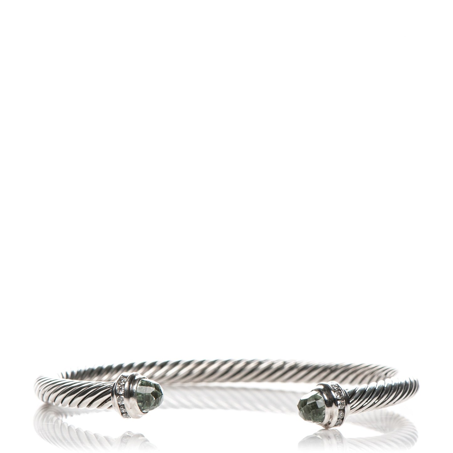 Sterling Silver Diamond Prasiolite 5mm Cable Classics Bracelet