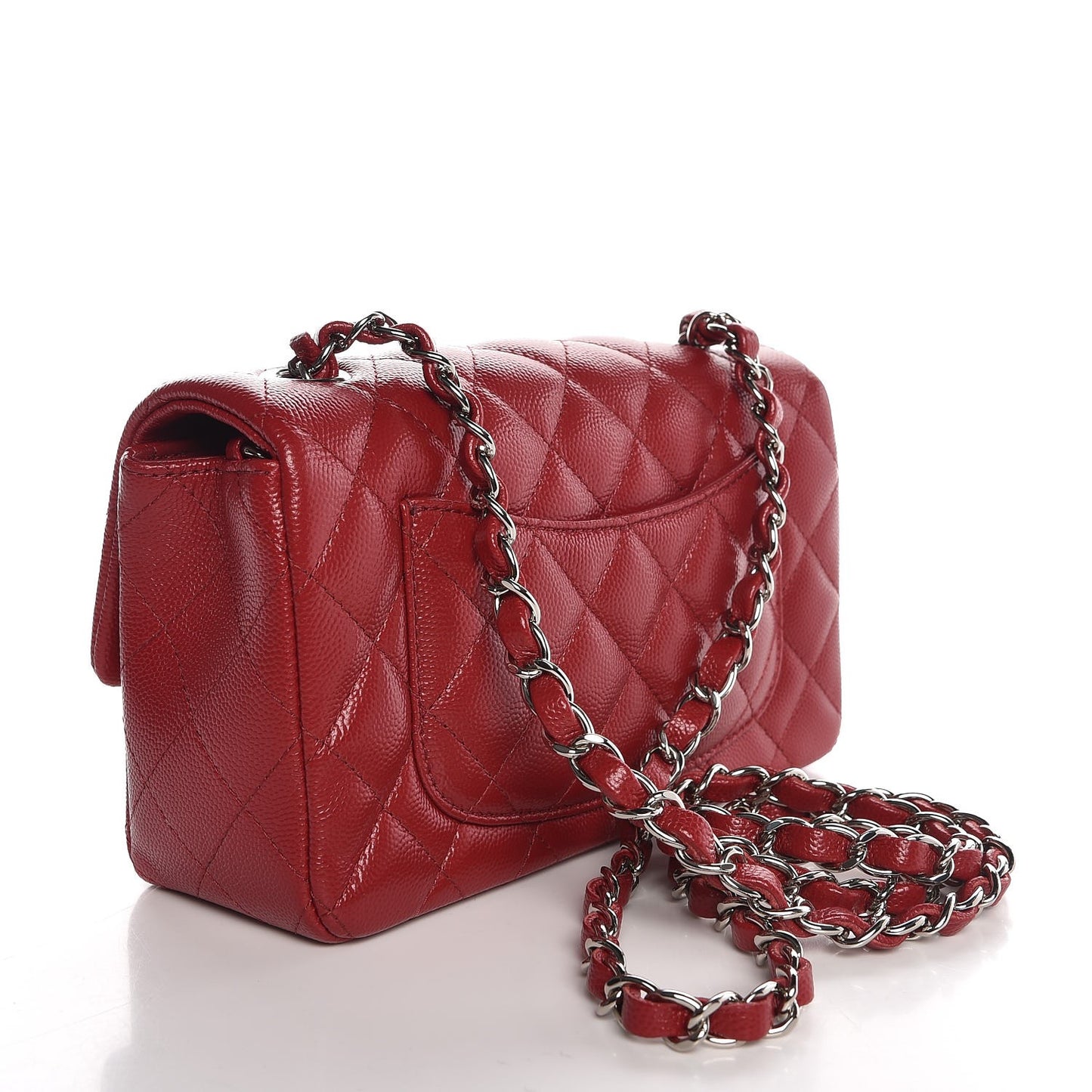 Caviar Quilted Mini Rectangular Flap Red