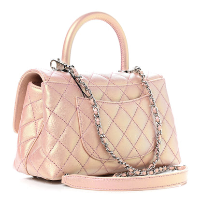 Chanel Iridescent Caviar Quilted Mini Coco Handle Flap Pink 3 of 9