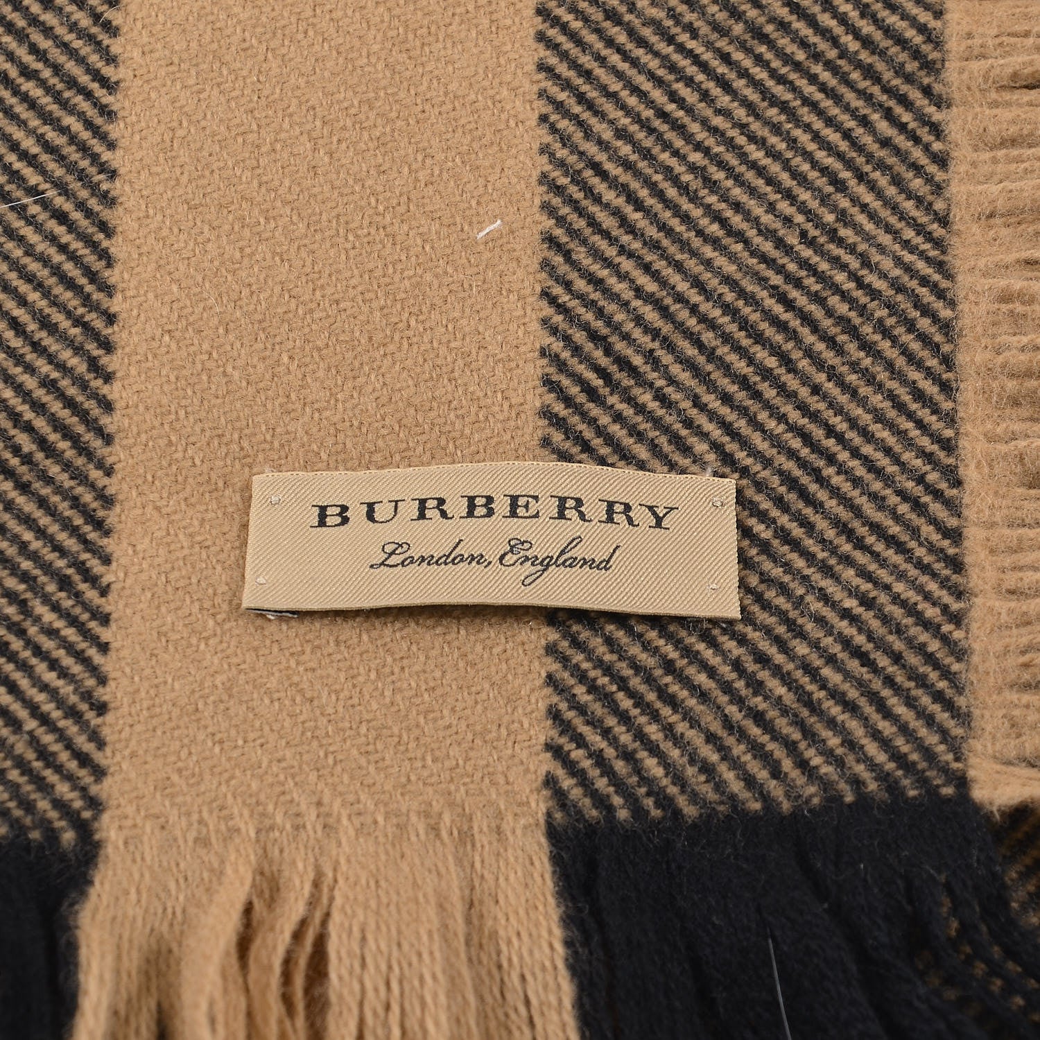 Burberry Wool Half Mega Check Fringe Scarf Camel 5 of 6