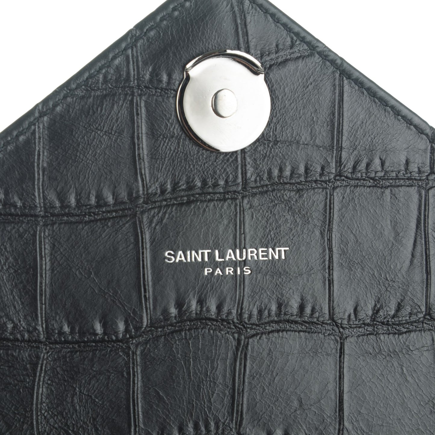 Calfskin Crocodile Embossed Monogram Large College Satchel Black