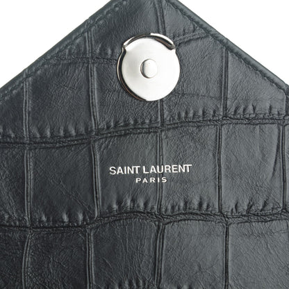 Saint Laurent Calfskin Crocodile Embossed Monogram Large College Satchel Black 6 of 7
