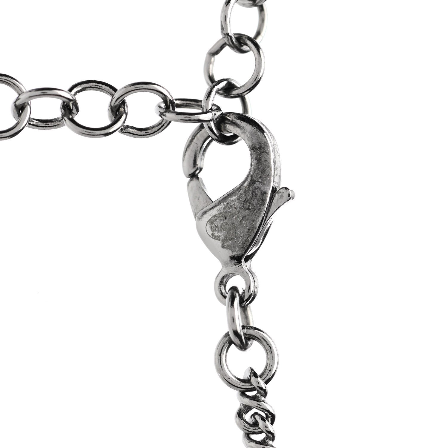 Chanel Crystal CC Pendant Necklace Silver 5 of 6